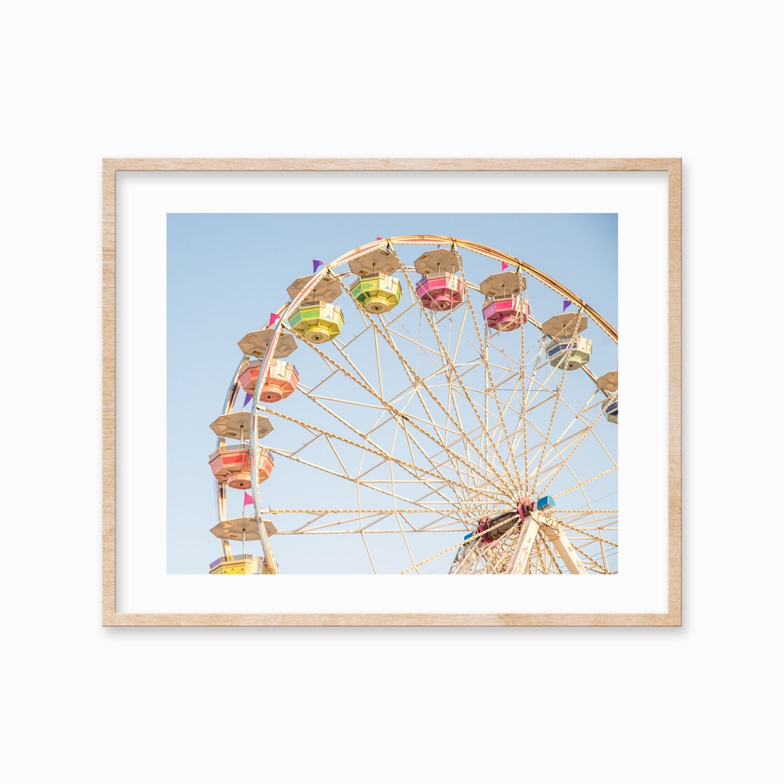 Colorful Ferris Wheel Against Clear Bright Blue Summer Sky Poster