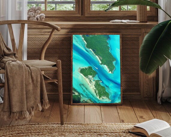Aerial View of Turquoise Waters and Emerald Green Islands Poster