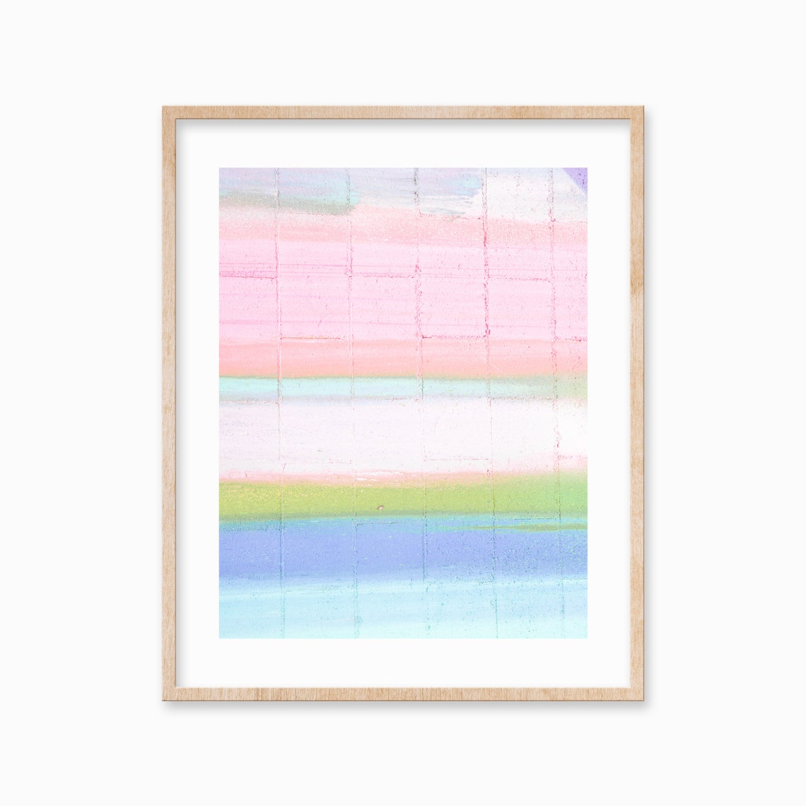 Pastel Chalk Stripes Abstract Art on a Textured Concrete Wall Poster