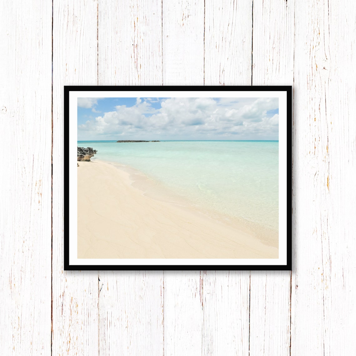 Calm Tropical Beach with Soft Sand and Clear Blue Water Poster - Image 2