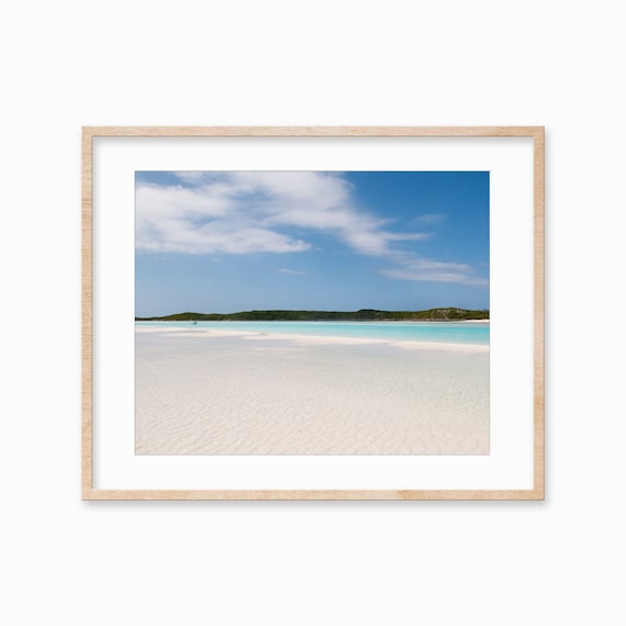 Endless White Sand Flat Meeting Turquoise Lagoon Water Poster