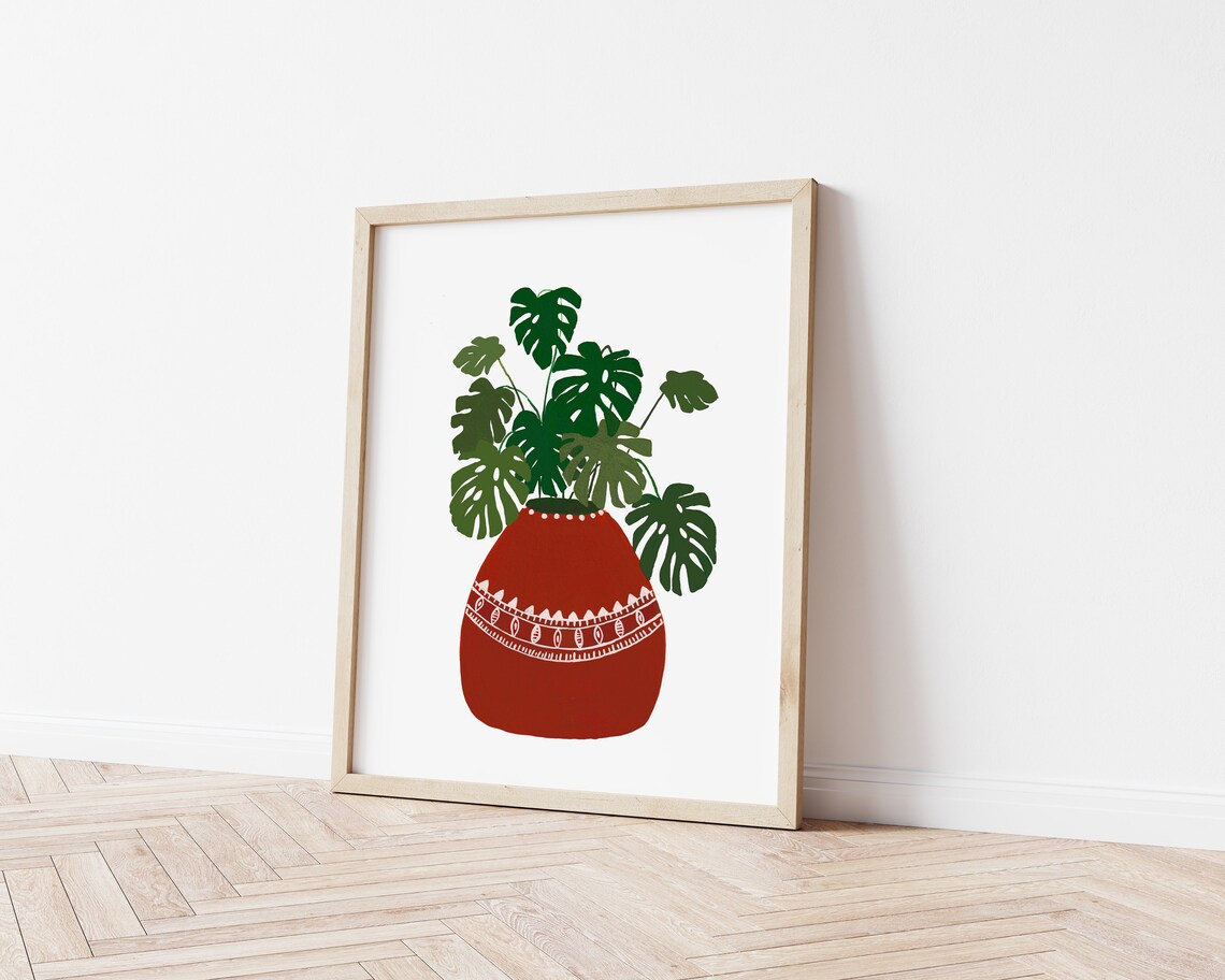 Monstera Terracotta Potted Plant Tropical Art Print - Image 3