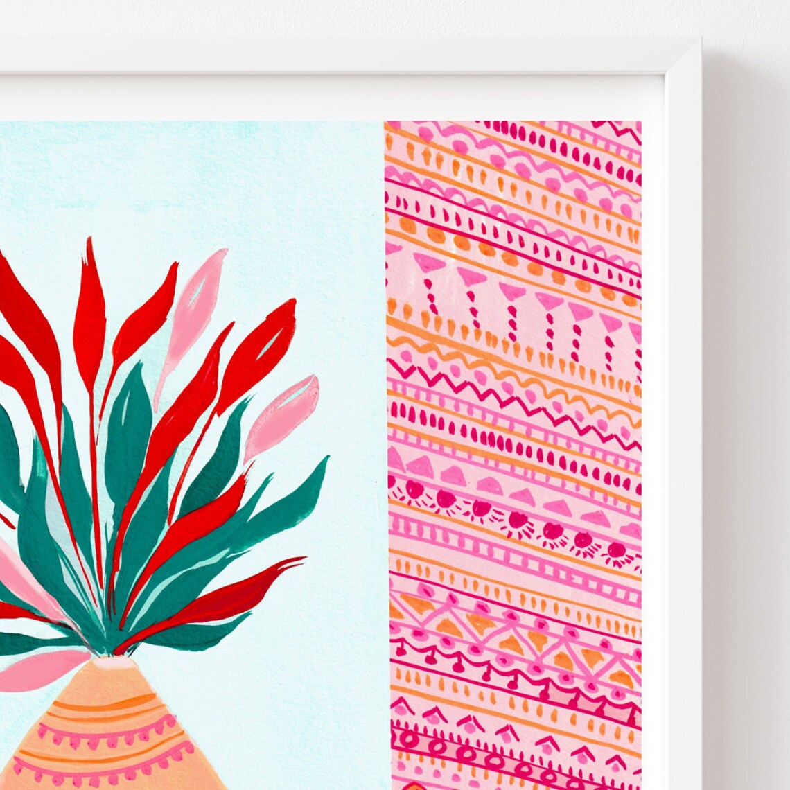 Bohemian Potted Plant Art Print, Maximalist Decor - Image 2