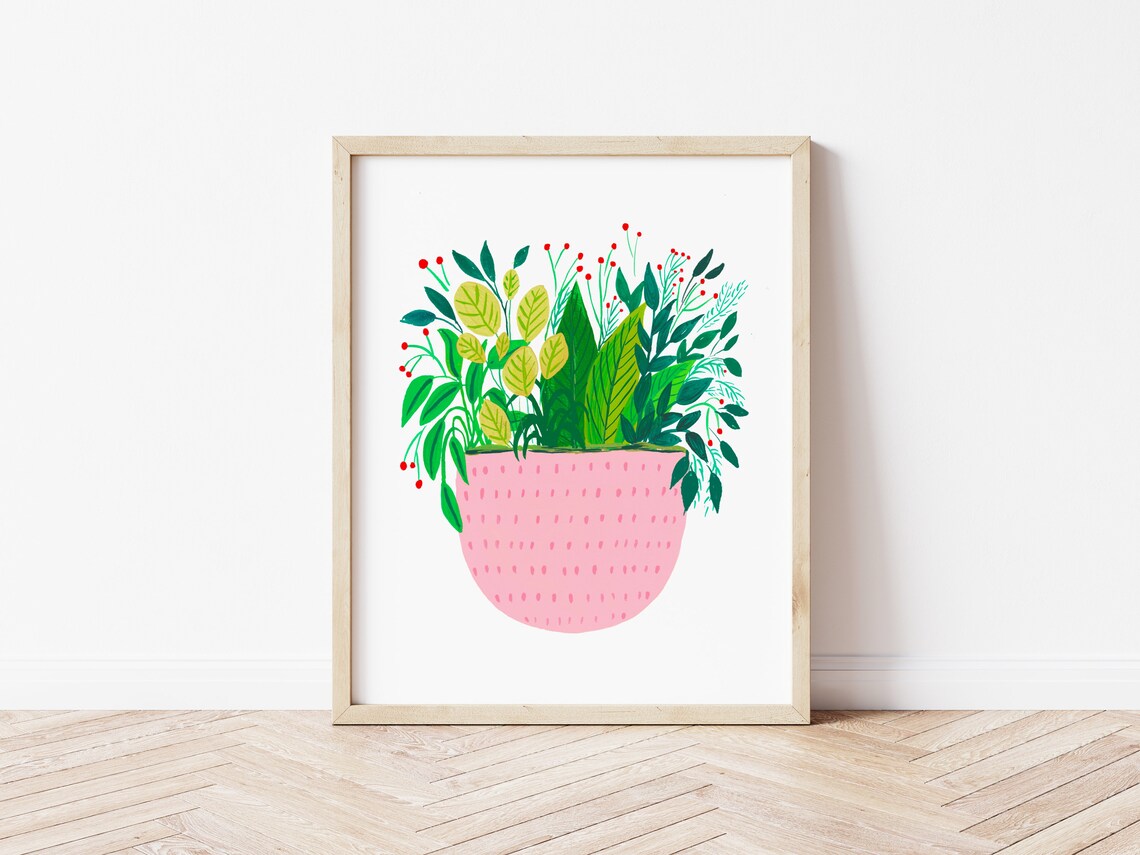 Pink Plant Art Print, Plant Lover Gift for Mothers Day - Image 2