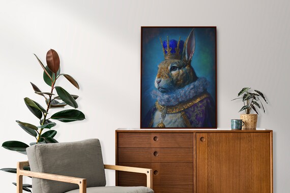 King Rabbit Wall Art Home Decor Print Poster