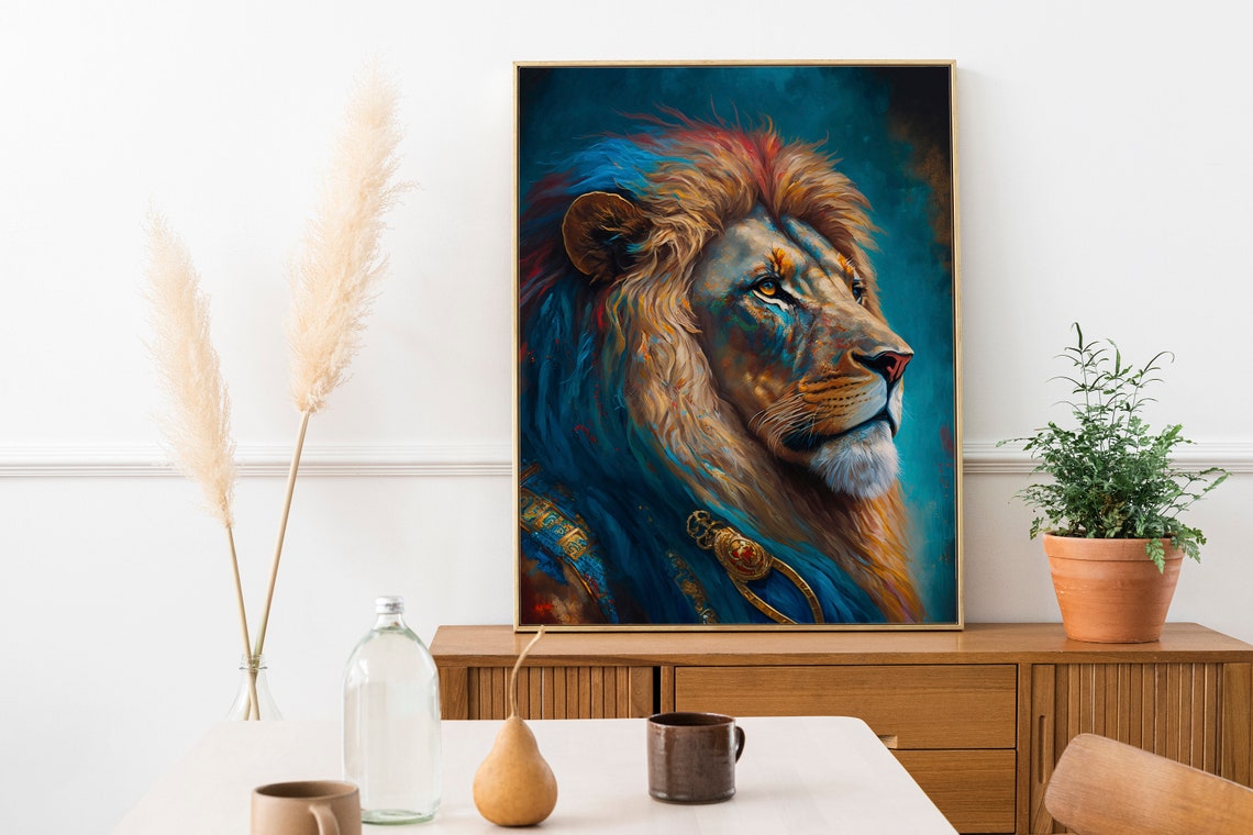 Two Tigers Facing Each Other Black White Line Art Wildlife Print