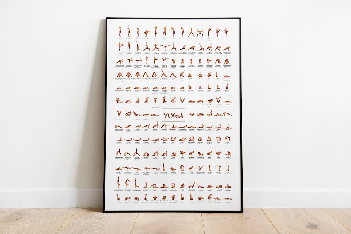 Classic Yoga Poses Art Print, Yoga Studio Decor