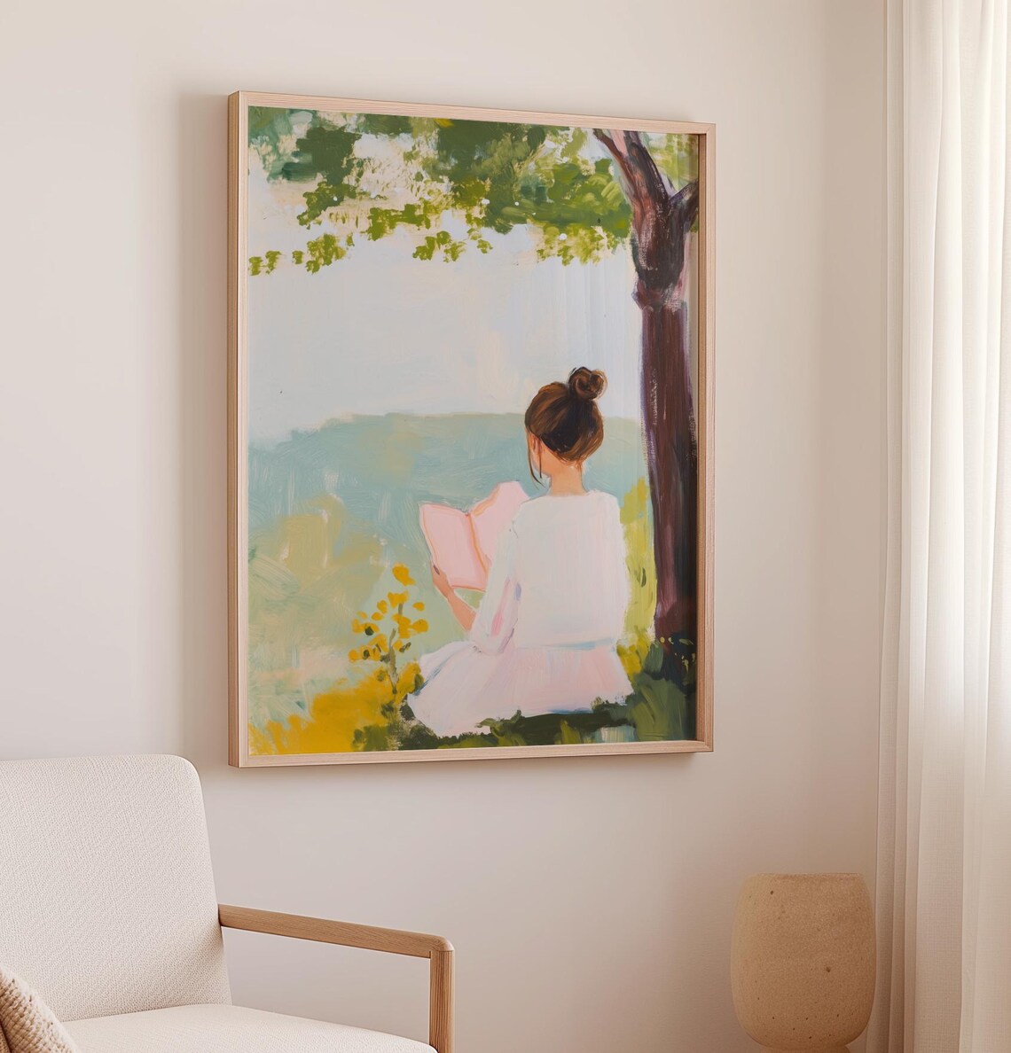 Girl Reading Book Art Print, Vintage Retro Room Decor - Image 2