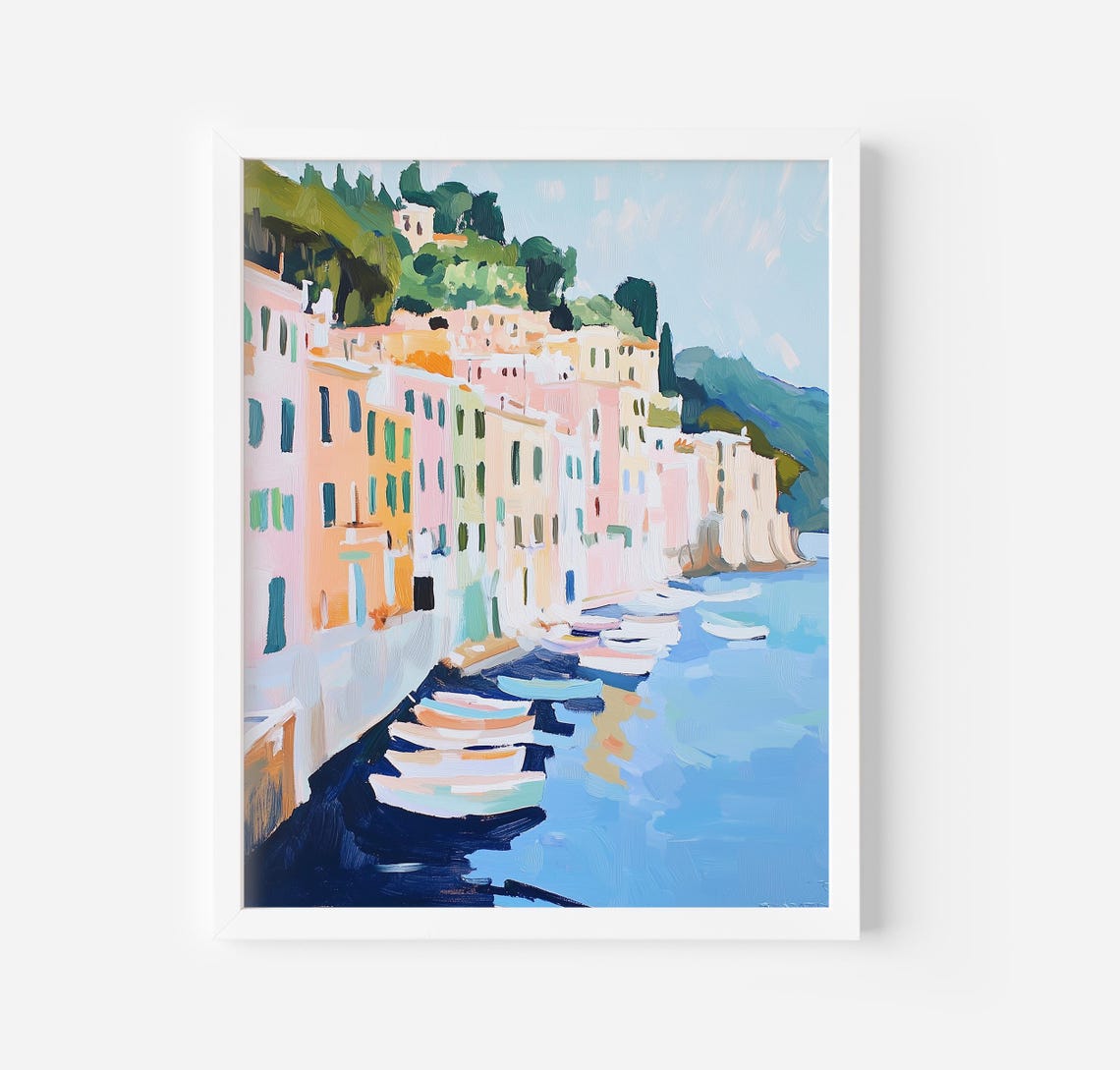 Italy Portofino Wall Art Eurotrip Travel Poster Italian Riviera Wall Art Print Portofino Coastal Summer House Decor Still Life