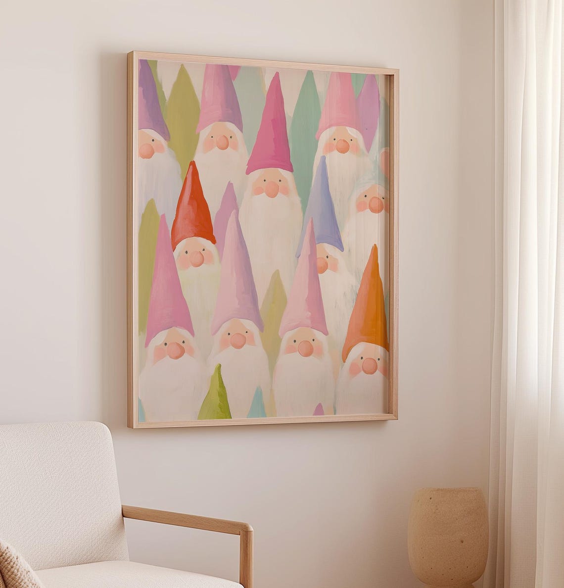 Cheerful Crowd Of Pastel Christmas Gnomes In Pointed Hats Poster - Image 2