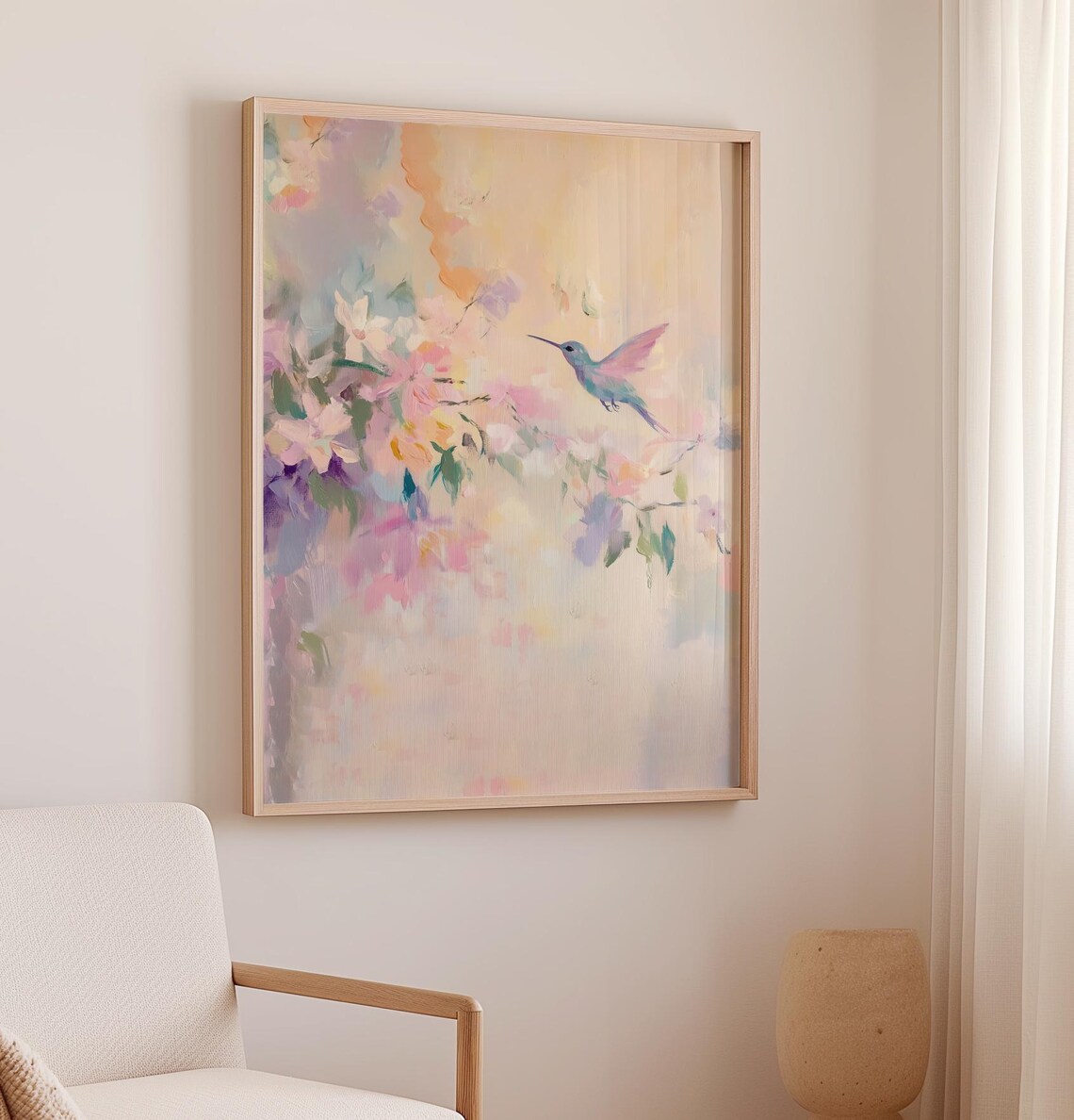 Hummingbird Nursery Bird Art Print, Pastel Colours - Image 2