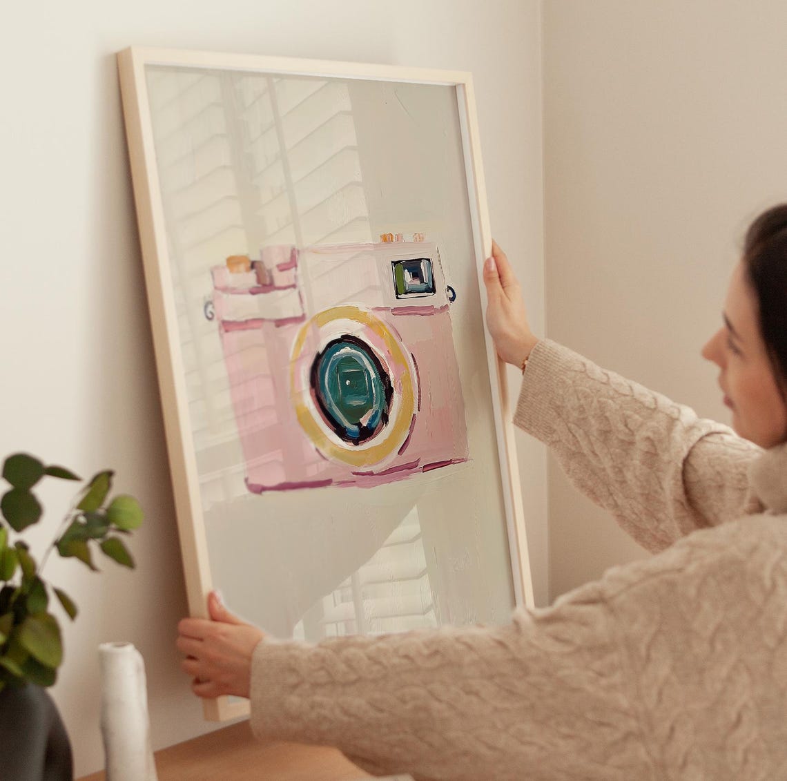 Pink Vintage Camera Painting Retro Photography Lover Wall Poster - Image 3