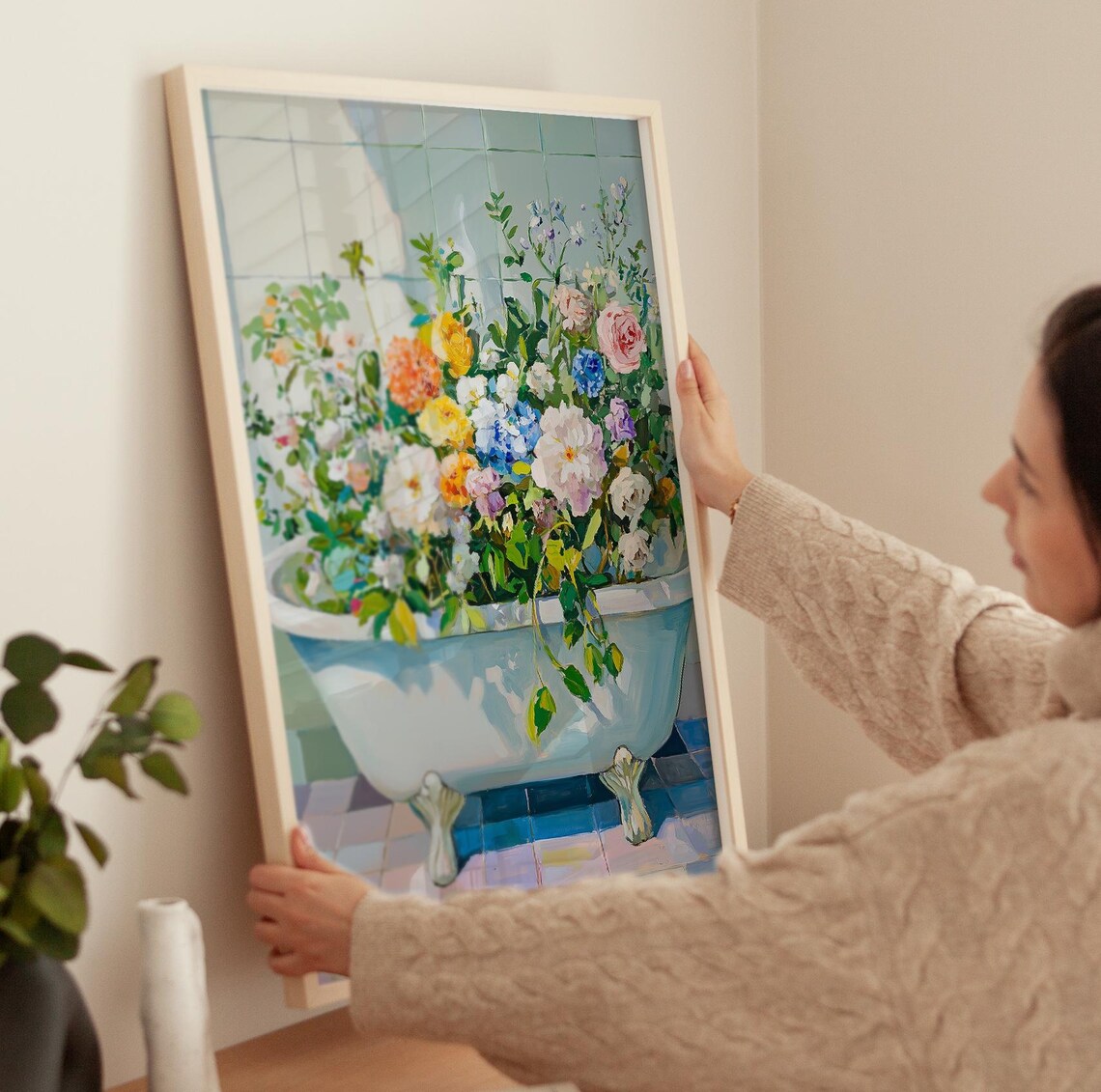 Floral Bathtub Botanical Bathroom Wall Art Print - Image 4