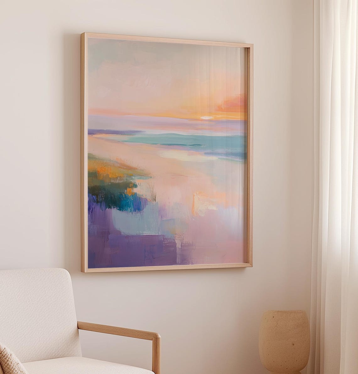 Abstract Pastel Seascape Impressionist Ocean Sunset Painting Poster - Image 2