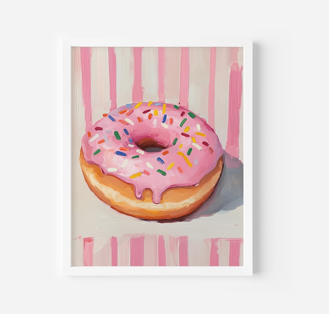 Pink Donut Vintage Poster, Retro Food Still Life - Image 3