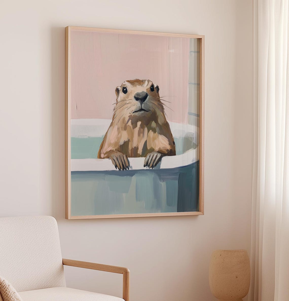 Funny Capybara Relaxing In Bathtub Tropical Bathroom Art Poster - Image 3