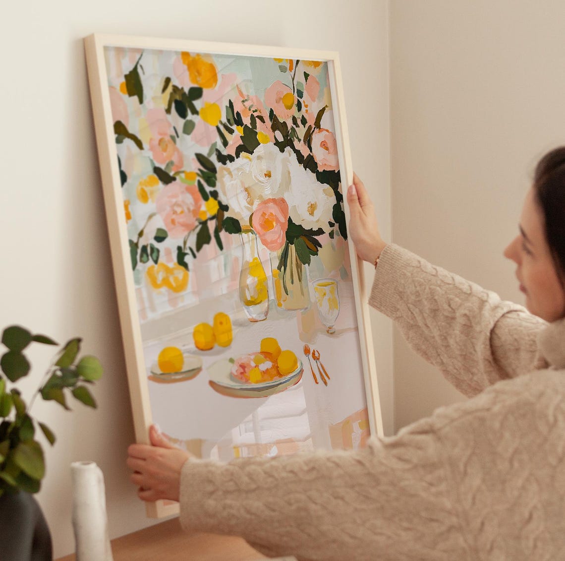 Breakfast Table With Roses And Lemons Still Life Painting Poster - Image 3