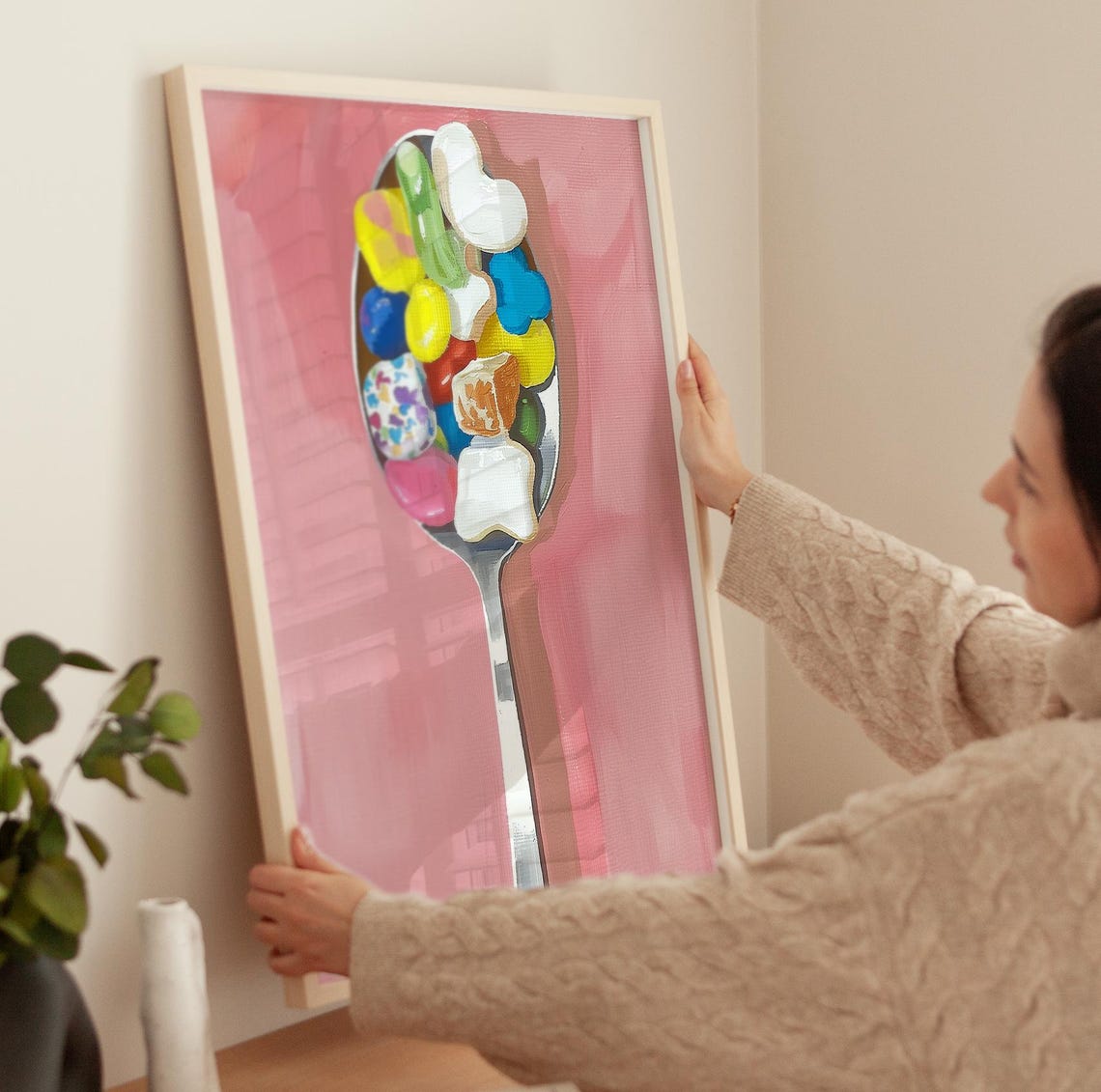 Spoonful Of Colorful Cereal Marshmallows Pink Pop Art Poster - Image 2