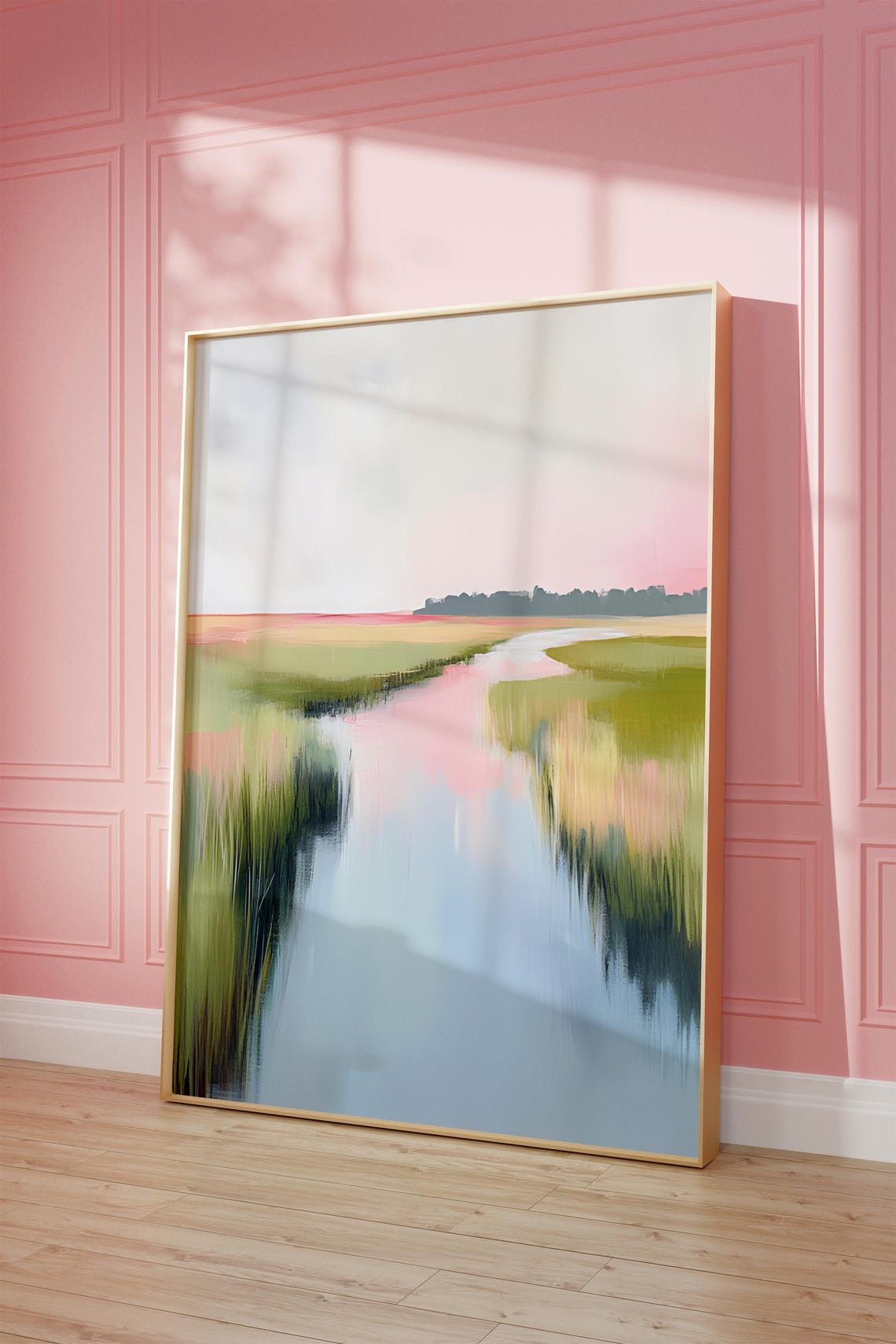 Pastel Wetlands Marsh Sunset Coastal Watercolor Serene Art Poster - Image 3