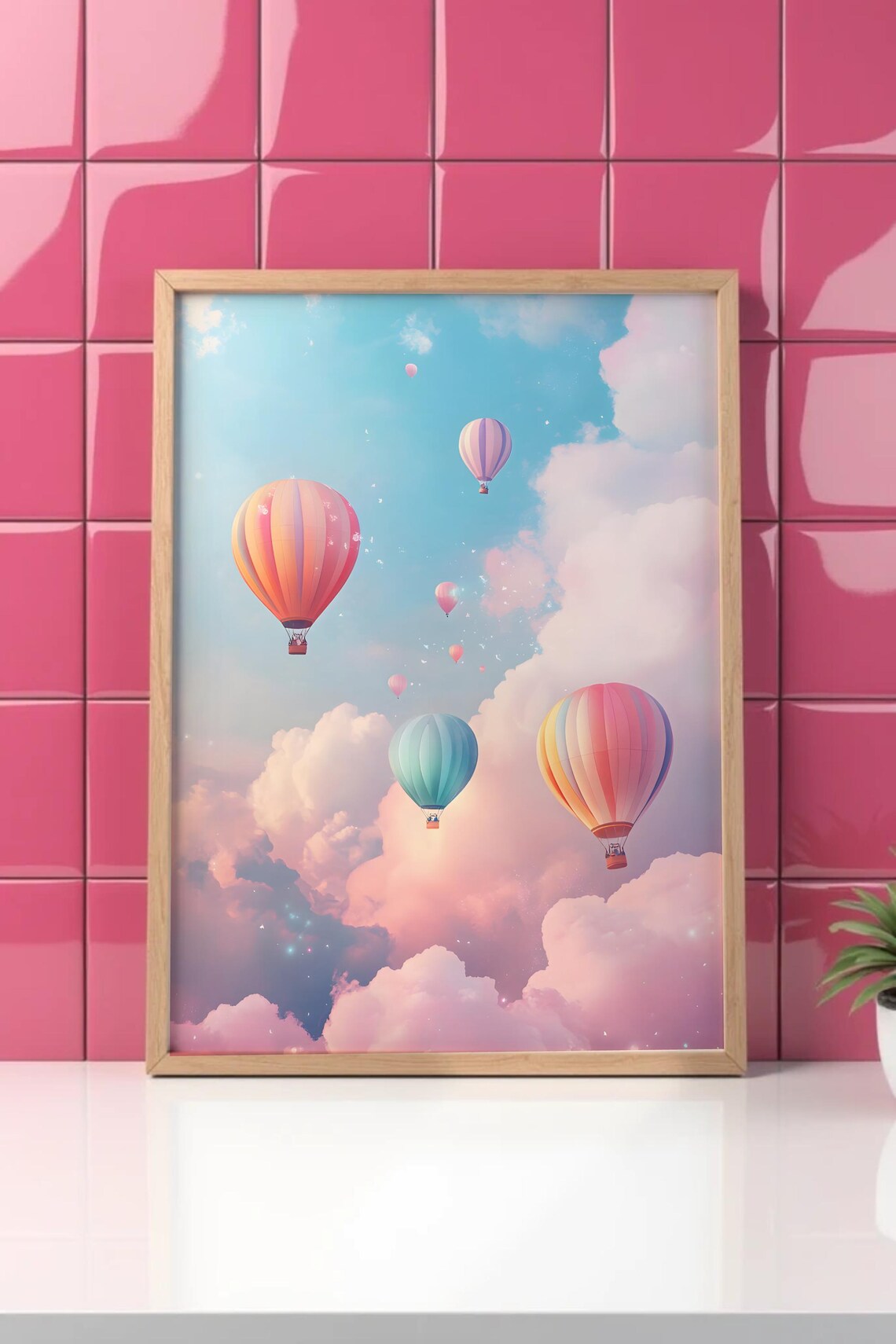 Hot Air Balloon Painting, Whimsical Kids Art Print - Image 3
