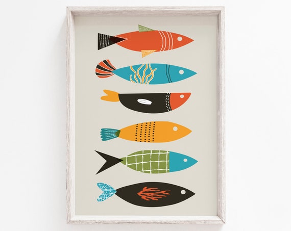Mid-Century Modern Fish Art Print, Sea Life Decor