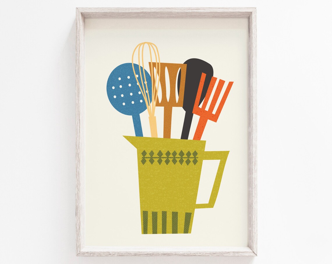 Mid Century Modern Kitchen Wall Art, Art Print
