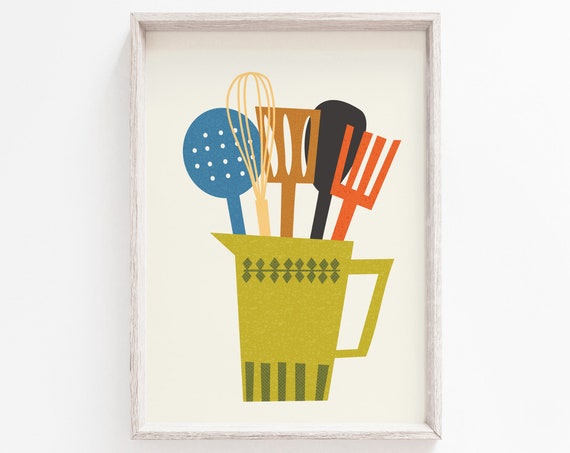 Mid Century Modern Kitchen Wall Art, Art Print