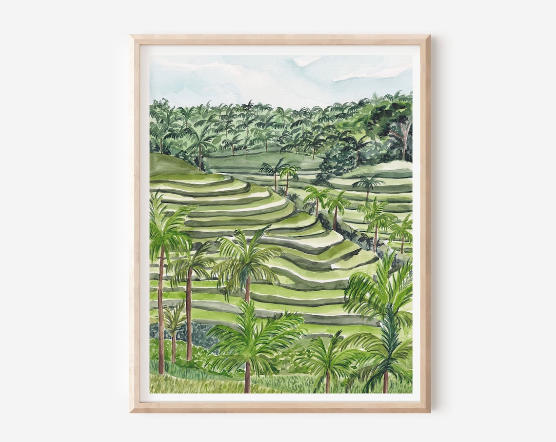 Bali Ubud Rice Fields Travel Poster, Indonesia