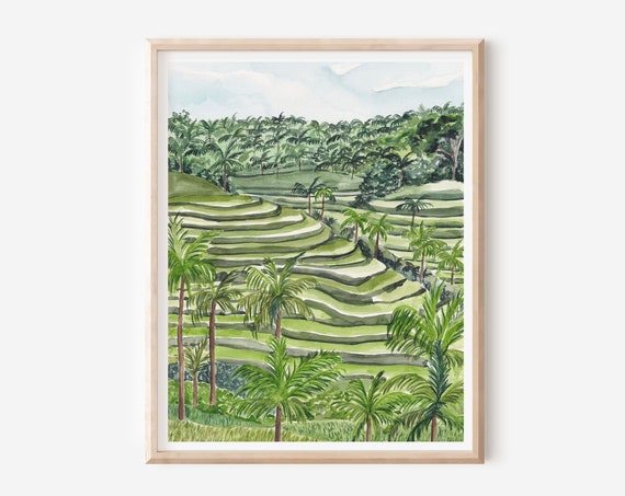 Bali Ubud Rice Fields Travel Poster, Indonesia