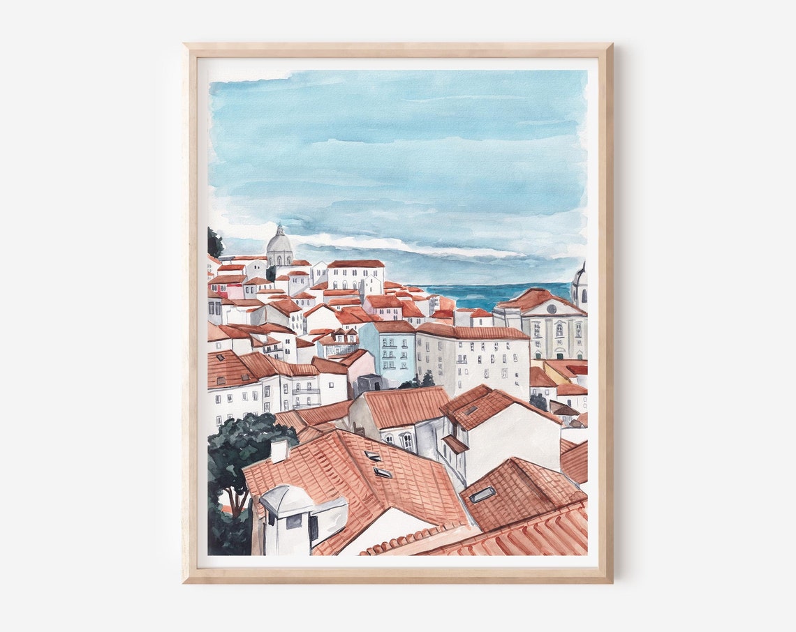Lisbon Art Print Portugal Poster Portuguese Gifts Lisbon Wall Decor Lisboa Wall Art Europe Print Lisbon Cityscape