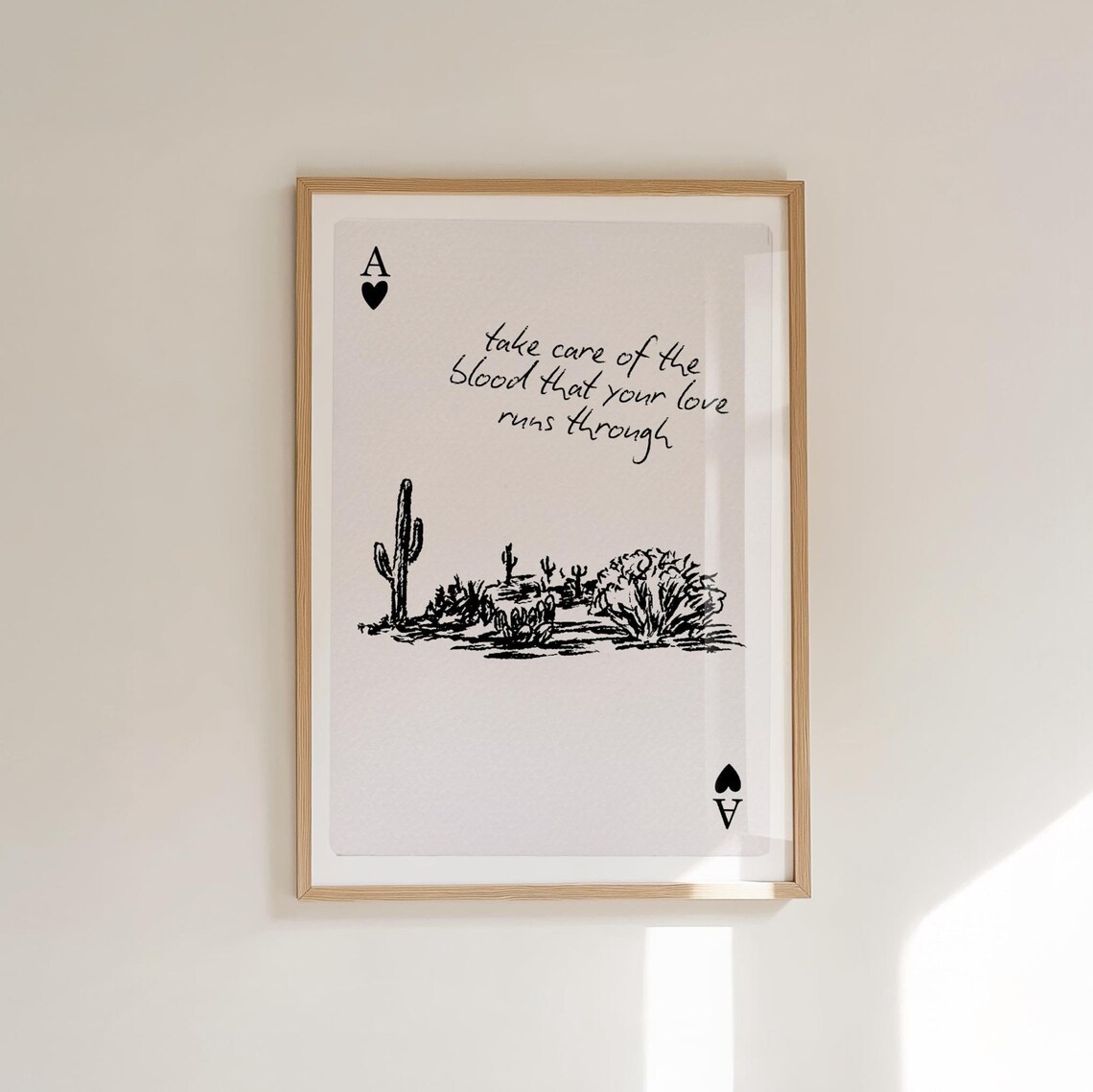 Western Ace Of Hearts Art Print, Country Lyric