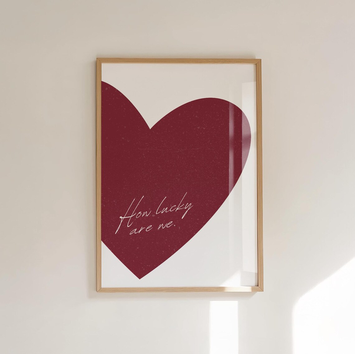 Big Red Heart With How Lucky Are We Love Romantic Quote Wall Art