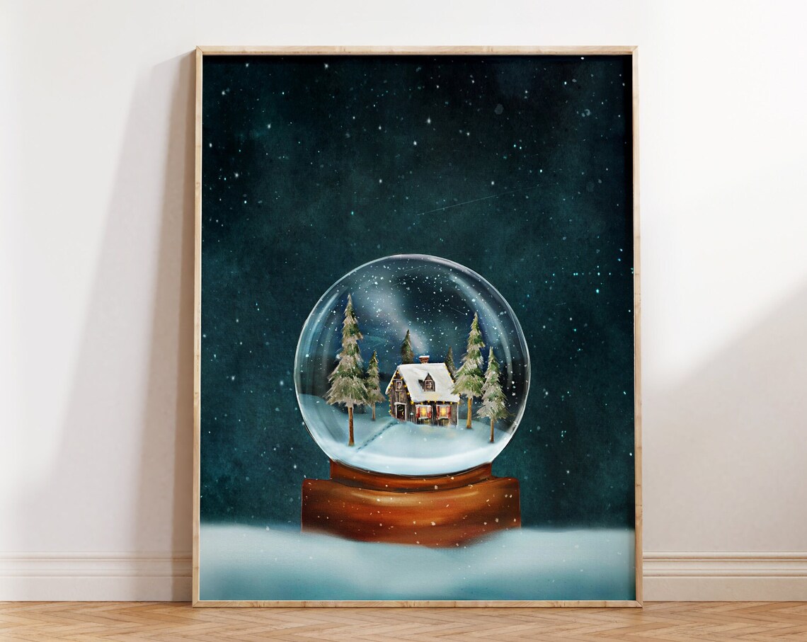 Snow Globe Painting, Winter Holiday Decor