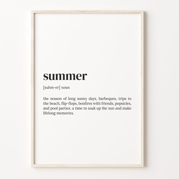 Summer Definition Print Dictionary Poster Quote Wall Art Summer Print Summer Vacation Dad Cute Gift Gift For Mom C17 598