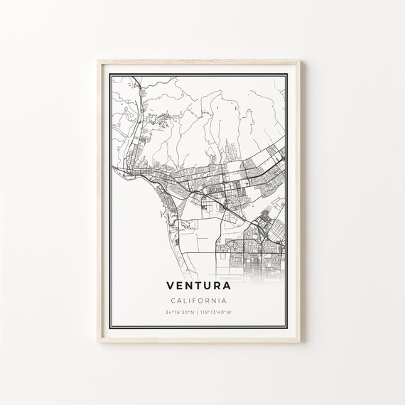 Ventura California City Map Minimalist Line Art Travel Poster