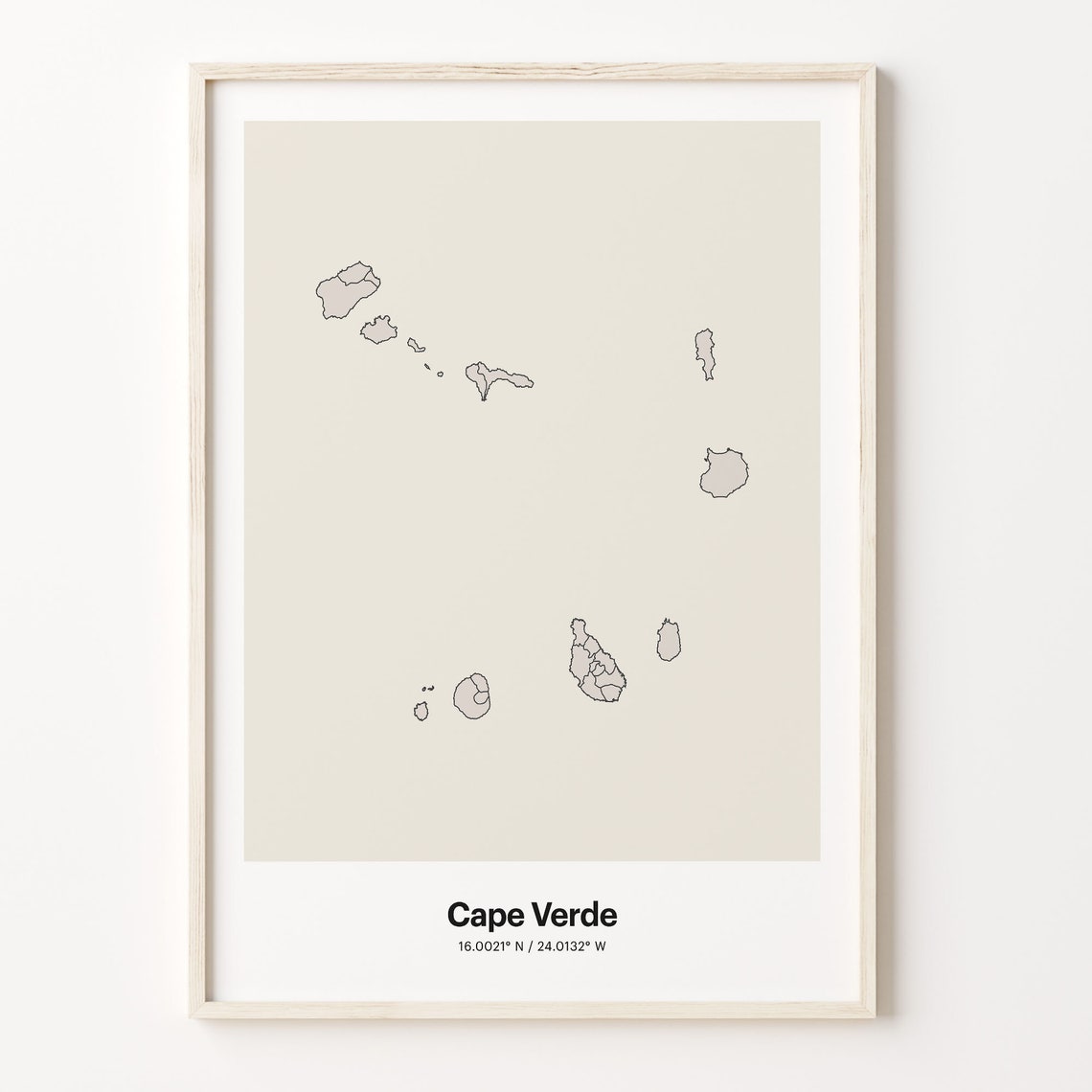Cape Verde Minimalist Islands Outline Map Line Art Decor Poster