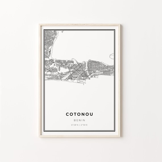 Cotonou Benin Black and White Street Map Minimalist Decor Poster