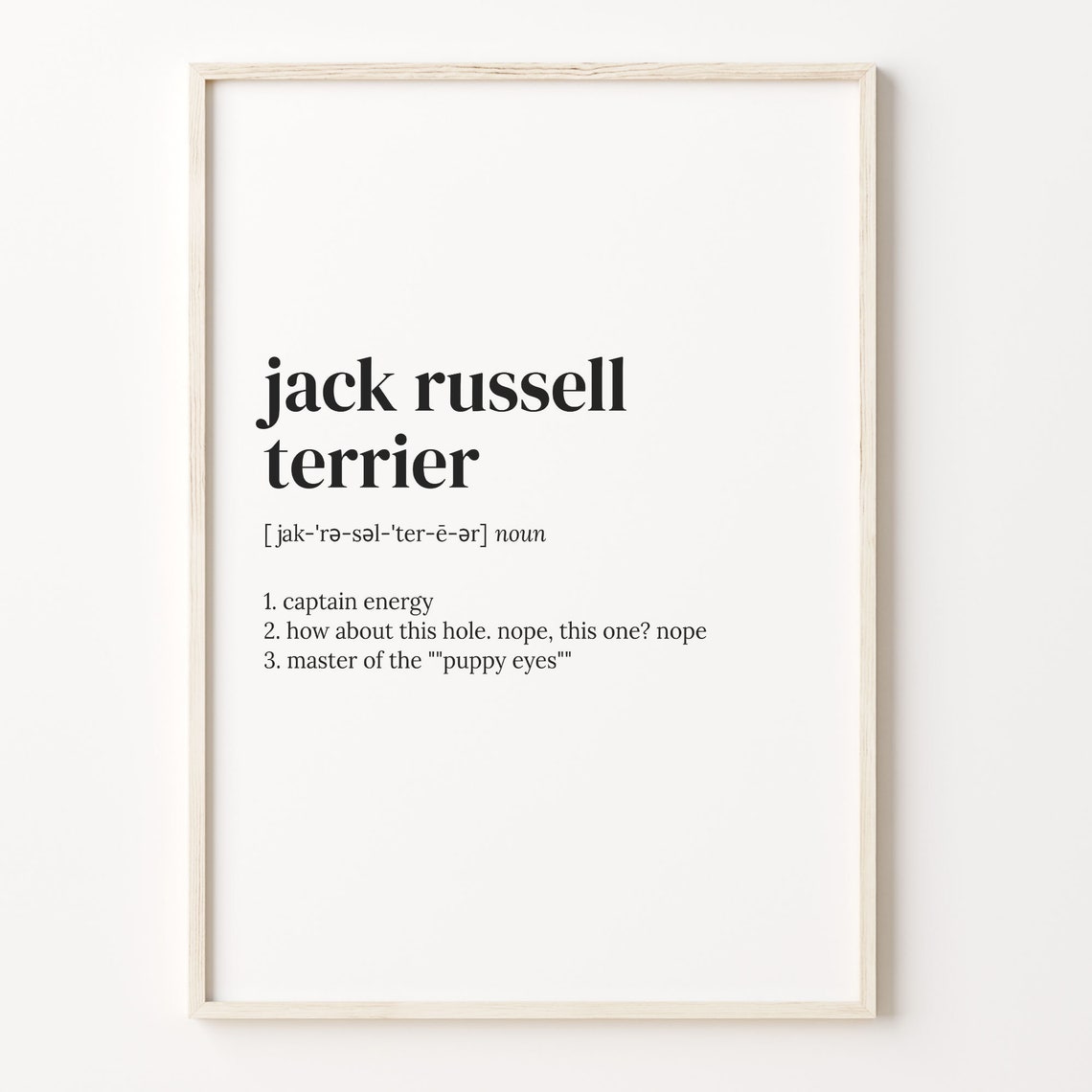 Jack Russell Terrier Dictionary Definition Quote Poster Gift