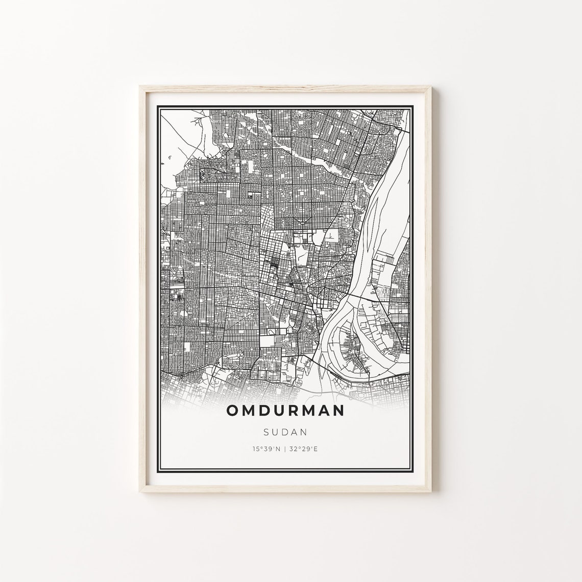 Omdurman Sudan Minimalist Black And White City Map Art Poster