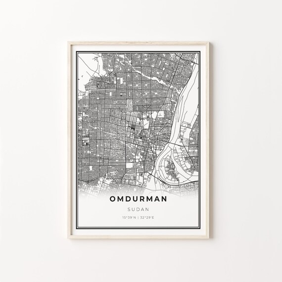 Omdurman Sudan Minimalist Black And White City Map Art Poster