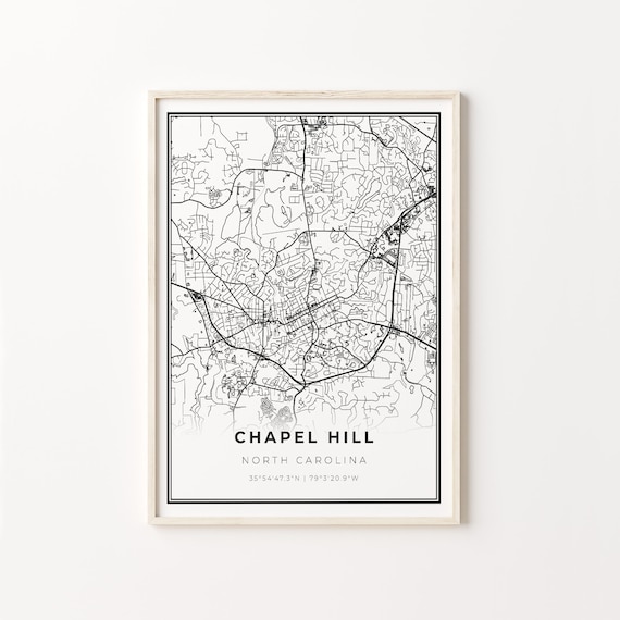 Chapel Hill North Carolina Minimalist Black White City Street Map Art Poster