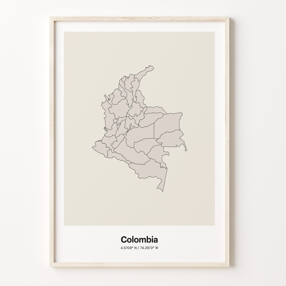 Colombia Minimalist Country Map Line Art Travel Coordinates Gift Poster
