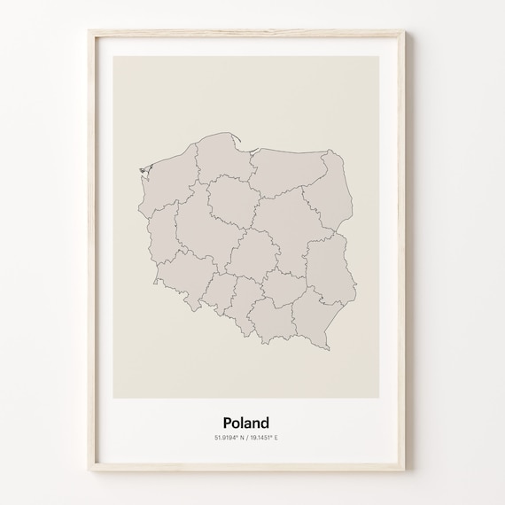 Poland Minimalist Line Art Country Map Neutral Wall Decor Poster