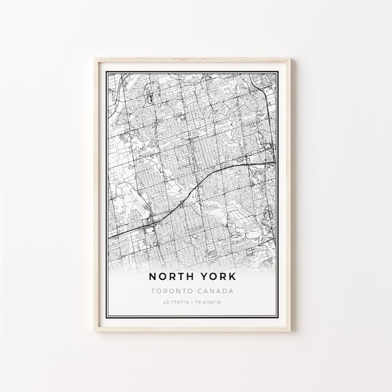 North York Toronto Canada Minimalist Black And White City Map Art Poster