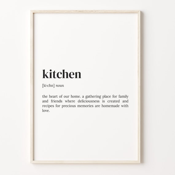 Kitchen Definition Print Dictionary Poster Quote Wall Art Kitchen Print Art For Kitchen First Home Gift Gift For Her C17 260