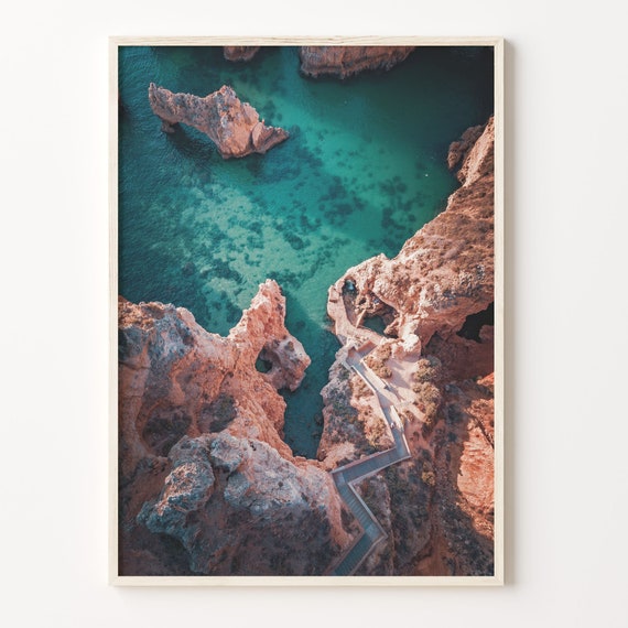 Coastline Stairway Colorful Poster Print Coastline Stairway Photo Wall Art Art Boho Decor Colorful Wall Art C18 98