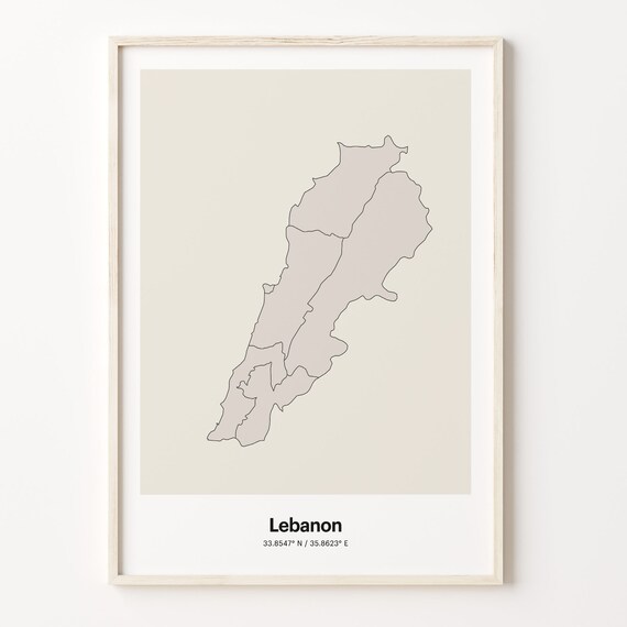 Lebanon Minimalist Country Map Line Art Coordinates Wall Poster