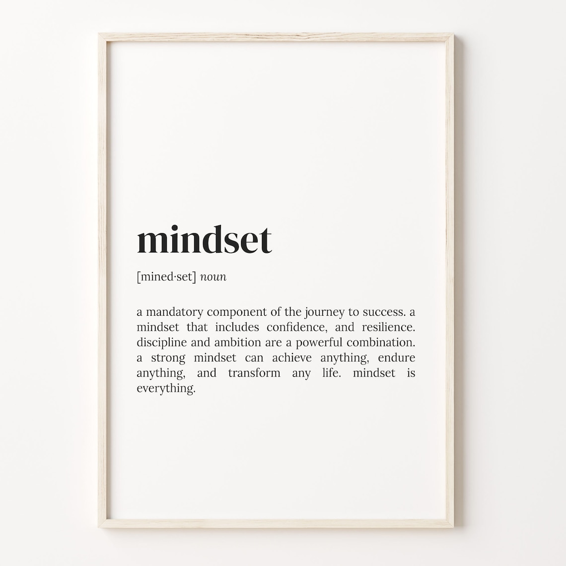 Mindset Definition Dictionary Quote Art Print
