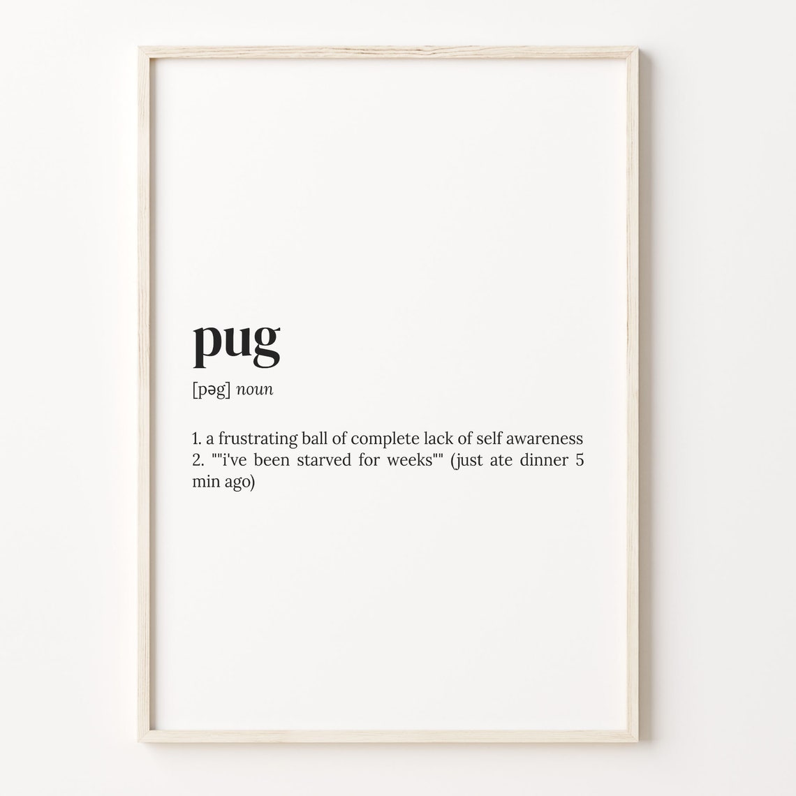 Pug Dictionary Definition Funny Quote Poster Dog Lover Gift Idea