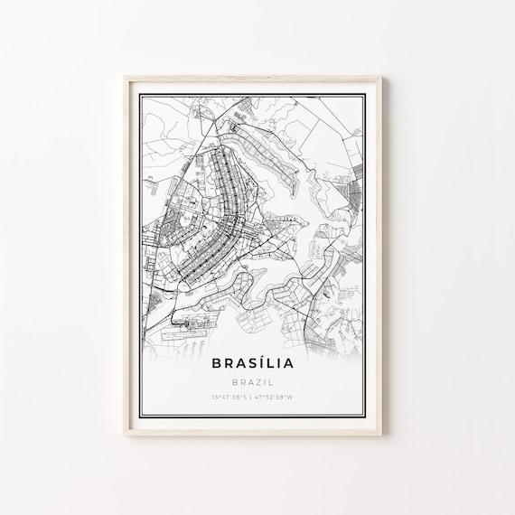 Brasilia Brazil Minimalist Black And White City Map Art Poster